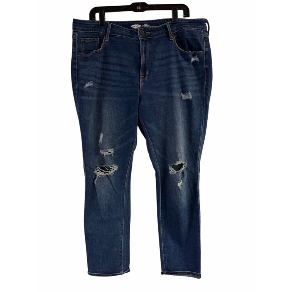 Old Navy Power Slim Straight Mid Rise Distressed Jeans Size 16